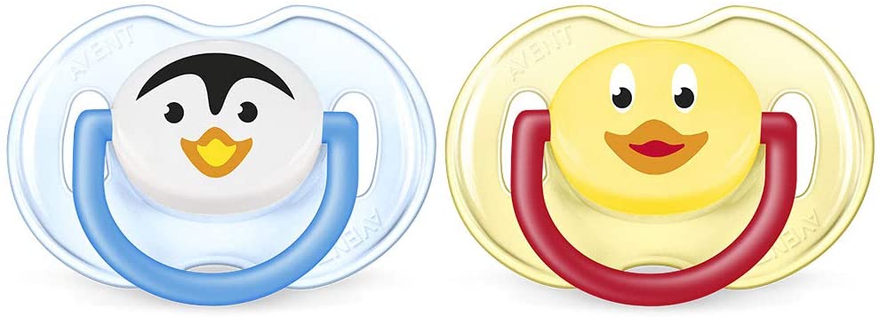 Philips Avent Classic Bpa-Free Animal Soothers, 0-6 Months, Penguin and A Duck Design, Pack of 2 - SCF182/12