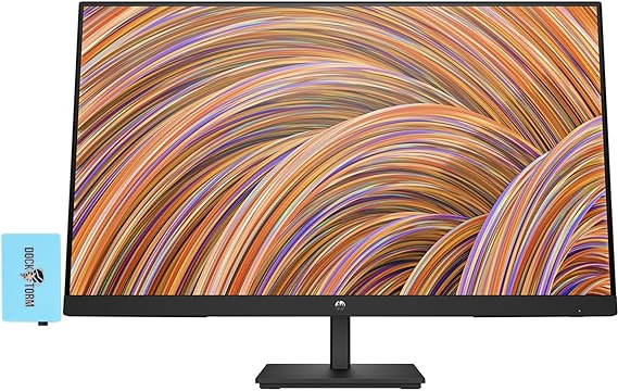 HP 27" FHD IPS (1920x1080) Monitor Bundle with Docztorm Dock, 75 Hz Refresh Rate, 1 HDMI 1.4, 1 Display Port 1.2, 1 VGA, Anti-Glare, Ideal for Office Work, Black (2023 Latest Model)