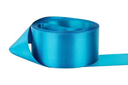 Ribbon Bazaar Double Faced Satin 5/8 inch Turquoise 50 yards 100% Polyester Ribbon