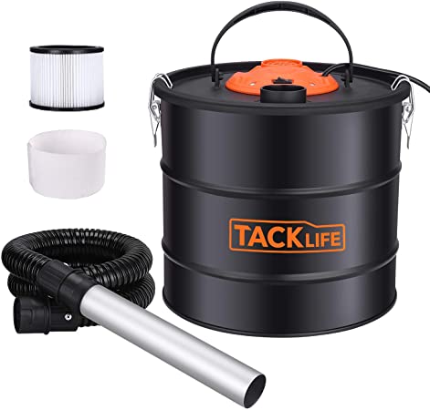 Ash Vacuum, TACKLIFE 800W Ash Vacuum Cleaner Ash VAC Canister 5 Gallon Capacity Bagless Debris/Dust/Ash Collector, Suitable for Fire, Log Burners, Pellet Stoves-PVC03A