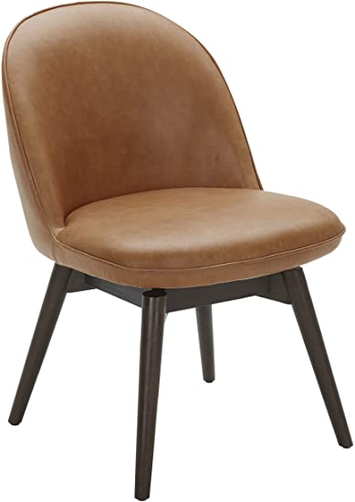 Amazon Brand – Rivet Contemporary Leather Dining Chair with Swivel Seat, 33"H, Cognac