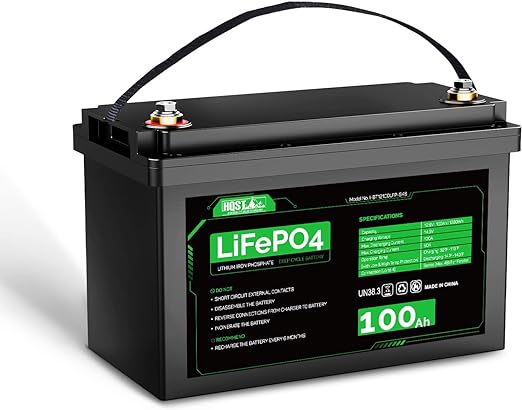 HQST 12 Volt 100Ah LiFePO4 Lithium Iron Phosphate Battery, Built-in Optimized BMS with Low & High Temp Protection, Series and Parallel Connection, for RVs, Boats, Solar System