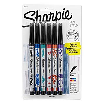 Sharpie Pen, Fine Point, 6-Pack, Assorted Colors (1924215) by Sharpie