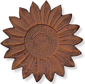 Sunset Vista Designs Cast Iron Sunflower Stepping Stone, 12-Inch Diameter
