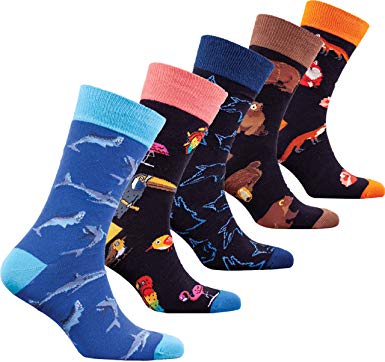 Socks n Socks-Mens 5pair Luxury Colorful Cotton Fun Novelty Dress Socks Gift Box