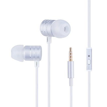 Cablex In-Ear Headphones Noise Isolating Earphones with In-line Mic for iPhone iPad iPod Samsung Nokia Smartphones Tablets MP3MP4 Players and More Silver