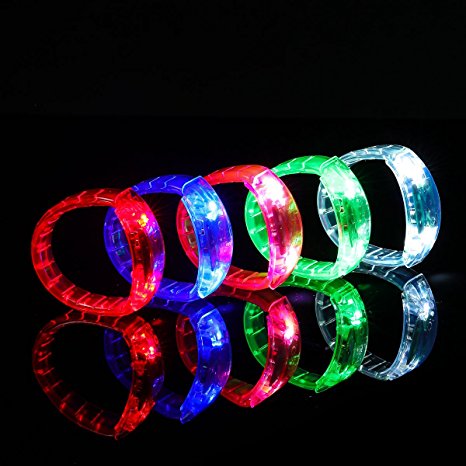 Ezerbery 15 pcs LED Light Up Flashing Wristbands Multicolor Bracelet Parties Birthdays Events Bracelet