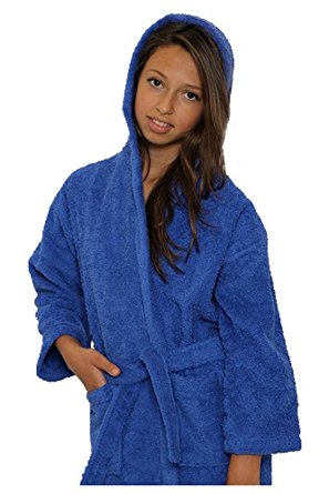 Kids Terry Cloth Robe 100% Cotton Kid's Hooded Bathrobe for Girl and Boy