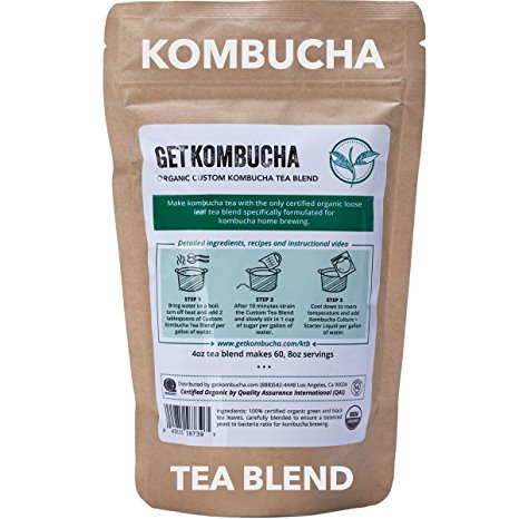 Get Kombucha, Certified Organic Kombucha Tea Blend - (60 Servings) 4 Ounce