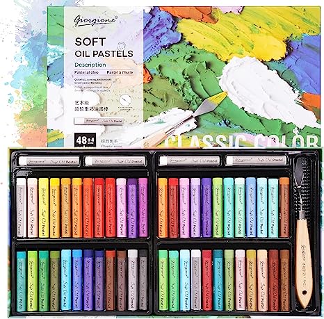 AXEARTE Soft Oil Pastels Set, 52 Colors Vibrant Creamy Oil Pastels Set with Painting Scraper, Art Supplies for Drawing, Blending, Layering, and Shading, Great Gifts for Artists, Kids, Beginners