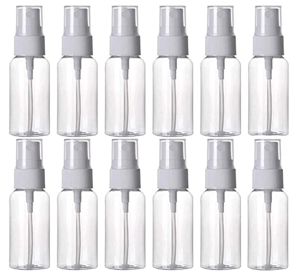 HOSL 1 Ounce Refillable Fine Mist Spray Bottle Perfume Spray Bottle Cosmetic Atomizers PET Spray Bottles Pump Pack of 36 (Clear)