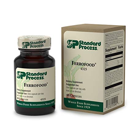 Standard Process - Ferrofood - Iron Supplement, Provides Antioxidant Vitamin C, Vitamin B12, and Iron, Supports Healthy Blood Production, Enzyme Actions, Cellular Integrity - 40 Capsules