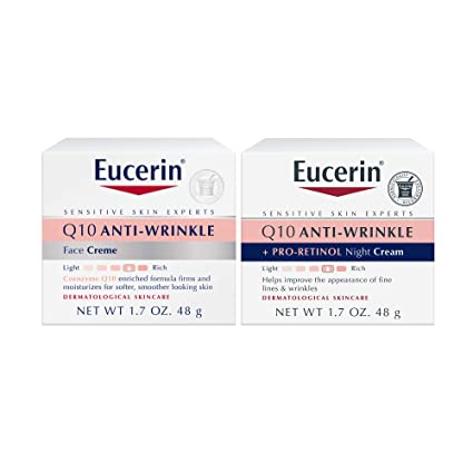 Eucerin Q10 Anti Wrinkle Day Face Cream   Night Cream | 1.7 Oz (2 Pack)