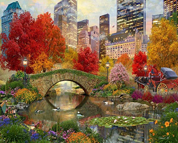 Springbok Puzzles - Central Park Paradise - 500 Piece Jigsaw Puzzle - Large 23.5 by 18" - Made in USA - Unique Cut Interlocking Pieces