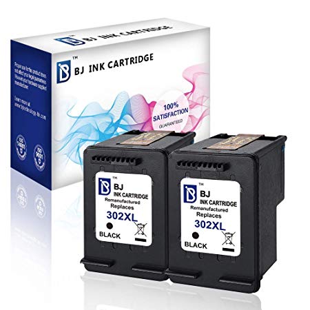 BJ Remanufactured Ink Cartridges Replacement for HP 302XL 302 XL F6U68AE Hight Yield (2 Black) for HP DeskJet 1110 2130 2134 3630 ENVY 4520 4521 4522 4523 4524 Officejet 3830 3834 4650 4651 Printer
