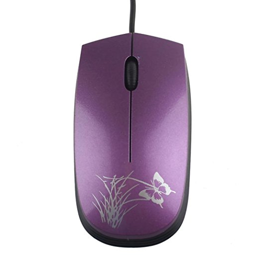 Perman Mini 1200DPI USB 2.0 Optical Wired Mouse Mice for Computer PC Laptop Gamer Purple