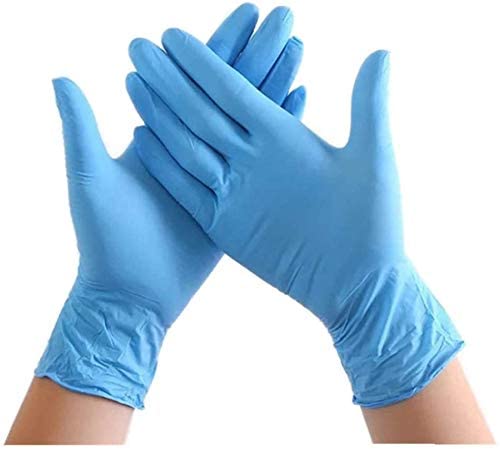100PCS Disposable Nitrile Vinyl Gloves, Latex Free, Powder Free, Non-Sterile, Healthcare, Food Handling Use (Large, Blue #1)