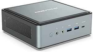 MINISFORUM HM80 Mini PC AMD Ryzen 7 4800U Desktop Computer, DDR4 32G RAM 512G SSD, HDMI/DP/USB-C 4K@60Hz Output, 2X RJ45 (1000/2500Mbps), 6X USB Port, WIFI6, AMD Radeon Graphics, 2X HDD Slot (Renewed)