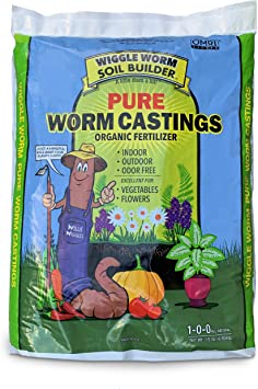 Worm Castings Organic Fertilizer, Wiggle Worm Soil Builder, 15-Pounds