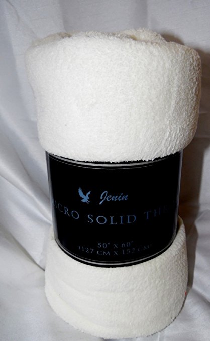 Gorgeous Home IVORY OFF WHITE SMALL THROW SOLID SOFT BLANKET ULTRA MICROPLUSH COMFORT FLEECE SUPER WARM 50 INCH WIDE X 60 INCH LENGTH