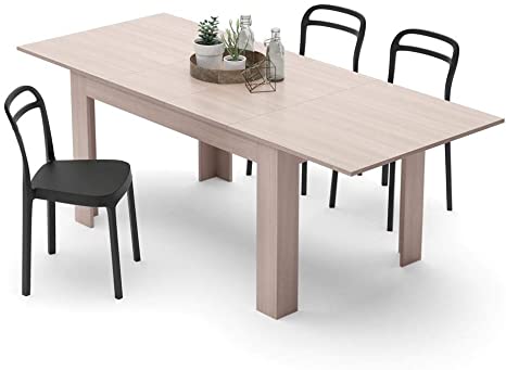 Mobili Fiver, Extendable Dining Table, Easy, Pearled Elm, Laminate-Finished, Made in Italy