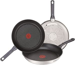 Tefal Set of 3 Cook sartenes-Daily 20 – 24 – 26 cm, Aluminium, Black, 26 cm