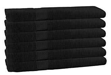 Cotton Craft - 6 Pack Luxuriously Oversized Hotel Hand Towel - Black - 100% Ringspun Cotton - 16x28 - Heavy Weight 700 Grams - 2 Ply Construction - Highly Absorbent - Easy Care Machine Wash