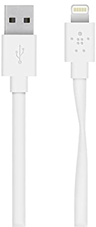 Belkin (1.2m) Flat 2.4amp Lightning Sync & Charge Cable Compatible with Apple iPhone 5/iPad Mini/iPad 4 (White)