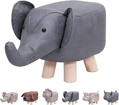 Yodensity Animal Footstools, Ottomans Padded Cushion Footstool Pouffe Stool Rest Seat Sofa Chair kids learning Stool Elephant Bench Shoes Bench Stool Children Cartoon Stool Solid Wood Stool （Gift