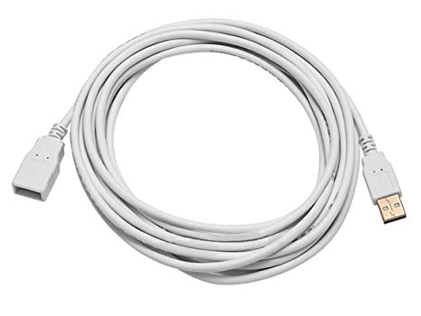 C&E USB 2.0 A Male to A Female Extension 28/24AWG Gold Plated Cable, White, 10 Feet, CNE607665