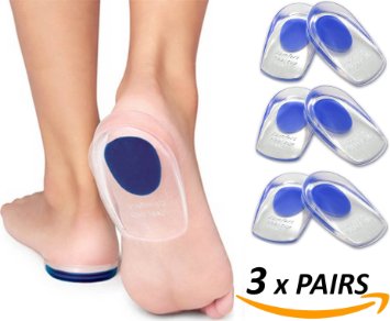 Heel Pain Inserts Silicone Gel Insole Pads Heel Cups Protectors for Plantar Fasciitis Sore Feet Bruised Heel Foot Pain Bone Spurs Treatment & Relief Gels