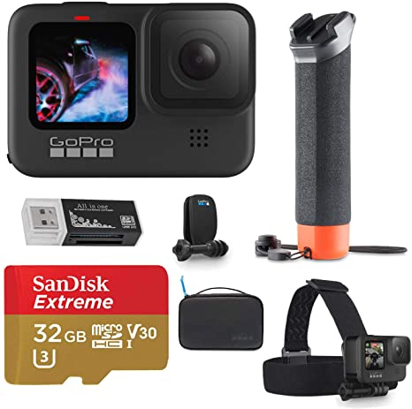 GoPro HERO9 Black, Sports and Action Camera Bundle with Adventure Kit, 32GB microSD Card, Card Reader