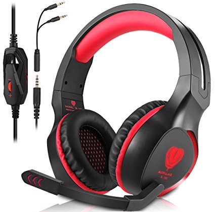 Xbox One Gaming Headset, PS4 Headset,Over-Ear Headphones With Mic and Volume Control, 3.5mm Wired Noise Isolation, Stereo Gamer Headphones(Red)