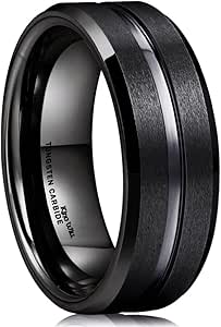 King Will Classic Tungsten Carbide Wedding Band Ring for Men - Available in Black, Silver, Gold, Blue, Brown, Red, and Purple Grooved Center Comfort Fit Suitable For Every Day Wear