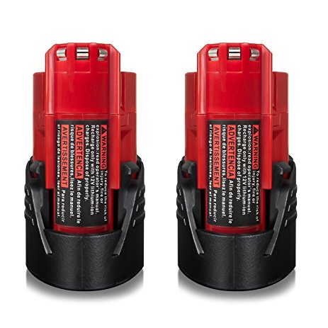 FLAGPOWER 2 Pack Replacement Battery M12 48-11-2401 12V Li ion for Milwaukee M-SPECTOR SUB-SCANNER
