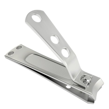 KlipPro Jr Fingernail Clipper - Brushed Stainless Steel Easy Grip Handle Built-in Nail File 25 Long