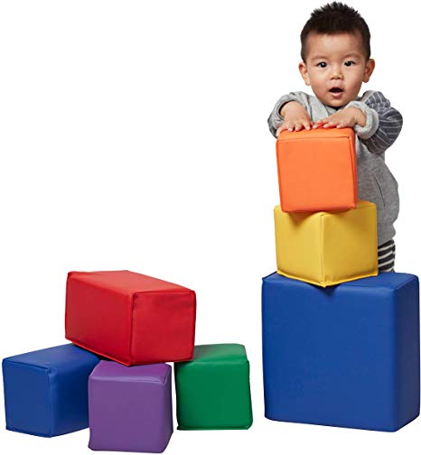 ECR4Kids Softzone Foam Stacking Blocks, Soft Building Blocks for Baby, Assorted (7-Piece Set)