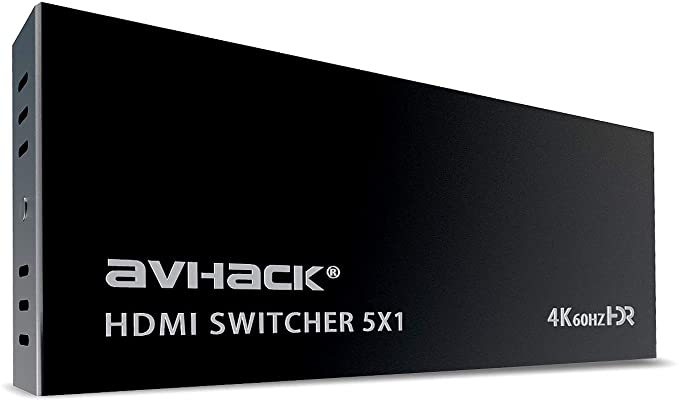 4k HDMI Switch 60Hz with Remote 5x1 Avhack HDMI Switch Selector 4K 60Hz HDMI Switcher 24k Gold Plated Ports Ultra HD 3D 2160P 1080P for DVD,PS3/4 TV/X Box Fire Stick