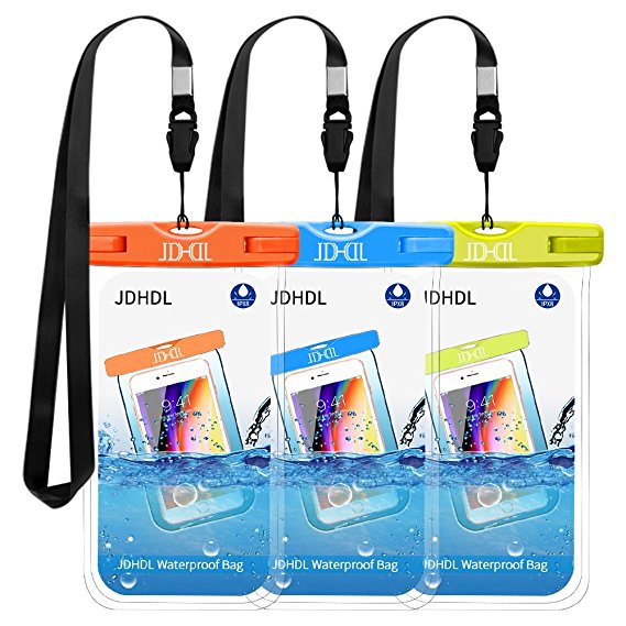 Universal Waterproof Case, JDHDL IPX8 Waterproof Phone Pouch Cellphone Dry Bag for iPhone X/8/8plus/7/7plus/6s/6/6s plus Samsung Galaxy S9/S8 Google Pixel 2 HTC LG MOTO up to 7.0" (3 Pack)