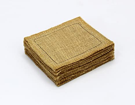 COTTON CRAFT - 12 Pack Jute Reversible Coasters - Natural - 4 Inches Square - Made from 100% Eco-Friendly Natural Jute - Sewn Edges for a Clean and Tailored Finish