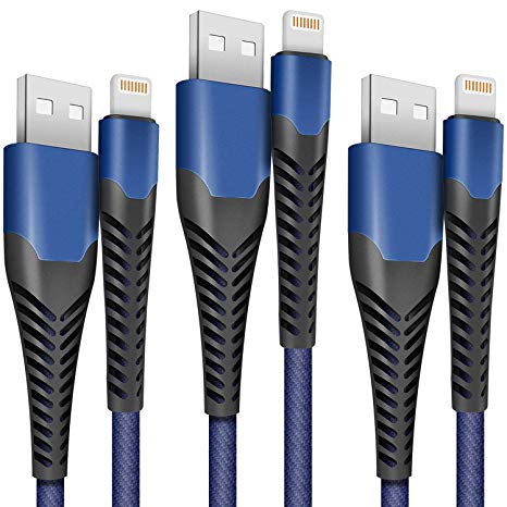 Ankoda iPhone Charger Cable, 3Pack 3FT/1M Premium Nylon Lightning Cable Fast Charging & Sync for iPhone 11 Pro Max/XS/XR/X/8/7/6/5, iPad iPod and More