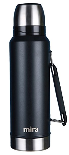 MIRA Classic Stainless Steel Vacuum Wide Mouth Thermos | Leak-proof Double Walled Insulated Work and Camping Flask | Beverage Bottle Keeps Your Drink Hot & Cold | 1.2 L (40 oz) | Black