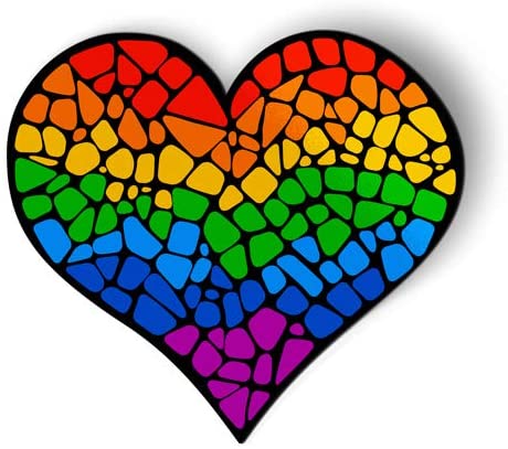 AK Wall Art Mosaic Rainbow Heart Gay Pride - Magnet - Car Fridge Locker - Select Size