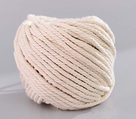 (Natural Color, 4mm x 100m(About 109 yd)) Handmade Decorations Natural Cotton Bohemia Macrame DIY Wall Hanging Plant Hanger Craft Making Knitting Cord Rope Natural Color Beige Macramé Cord