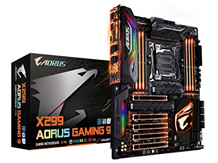 GIGABYTE X299 AORUS Gaming 9 (Intel LGA 2066 Core i9/ ATX /3M.2 Thermal Guard/Front USB 3.1/ ESS Sabre Audio/ RGB Fusion / Dual LAN/ Killer WIFI/3 Way SLI Motherboard)