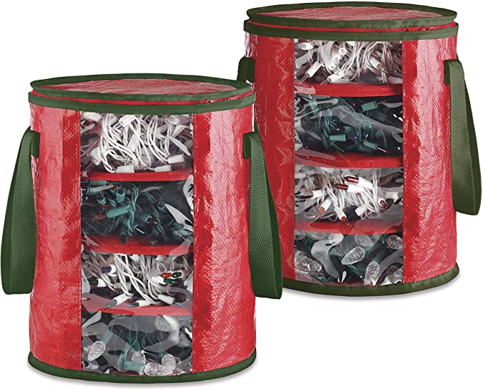 Whitmor Christmas Light Storage Bags Set of 2 Red/Green