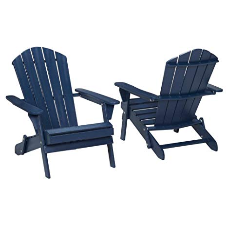 2-Pack Outdoor Folding Adirondack Chair, Hampton Bay, Adirondack Chair, Patio Chair, Wood Outdoor Furniture, Outdoor Chair, Patio Folding Chair (Choose Your Color) (Midnight)