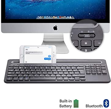 GMYLE [Simple Toggle Device Switch Multi-Device Bluetooth Keyboard with Docking and Touch Pad for Computers, Tablets and Smartphones - Black