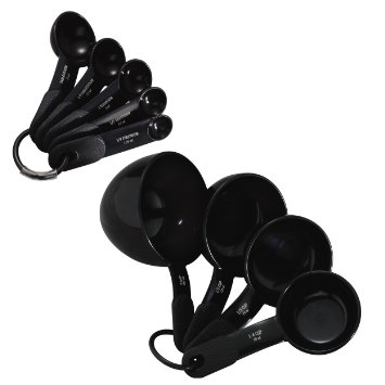 KitchenAid set Plastic Measuring Cups and Spoons (Black)