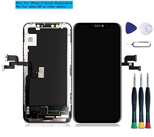 Premium Screen Replacement Compatible with iPhone X Screen Replacement 5.8 inch (Model A1865 A1901 A1902) Touch Screen Display digitizer Repair kit Assembly with Complete Repair Tools